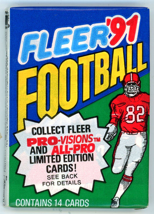 1991 Fleer NFL Football Card Wax Pack (14 Cards) Possible Pro Vision Inserts