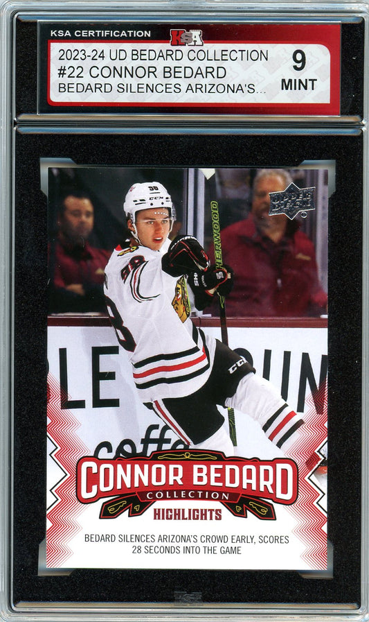 2023/24 Upper Deck Bedard Collection Bedard Silences Arizona's Graded Card #22 KSA 9