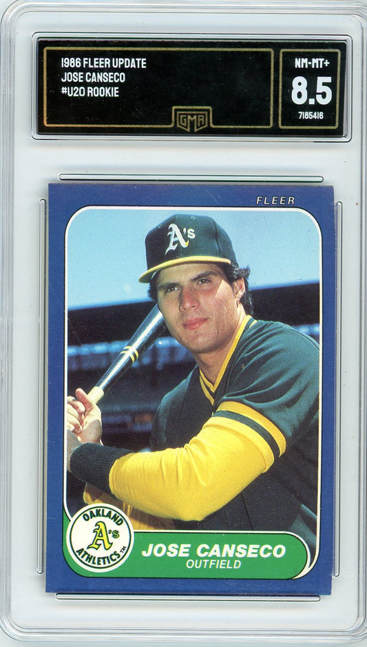 1986 Fleer Update Jose Canseco Graded Rookie Card #U20 GMA 8.5