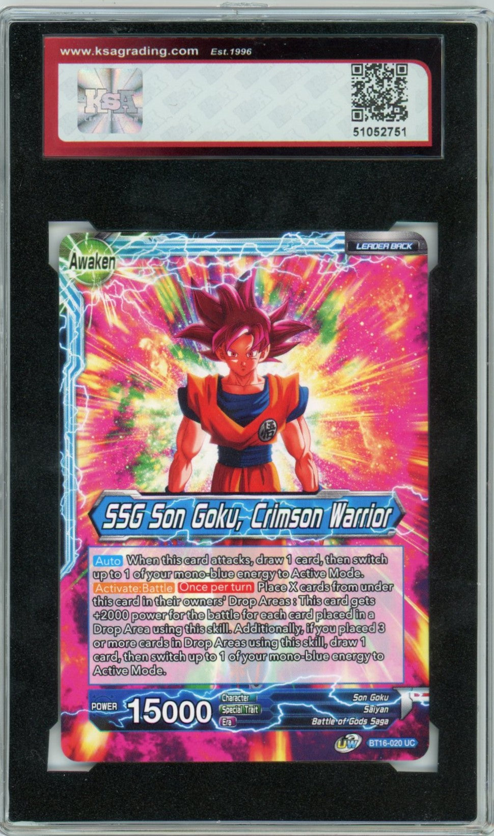 2022 Dragon Ball Super Goku SSG Son Goku Realm of the Gods Graded Card KSA 10