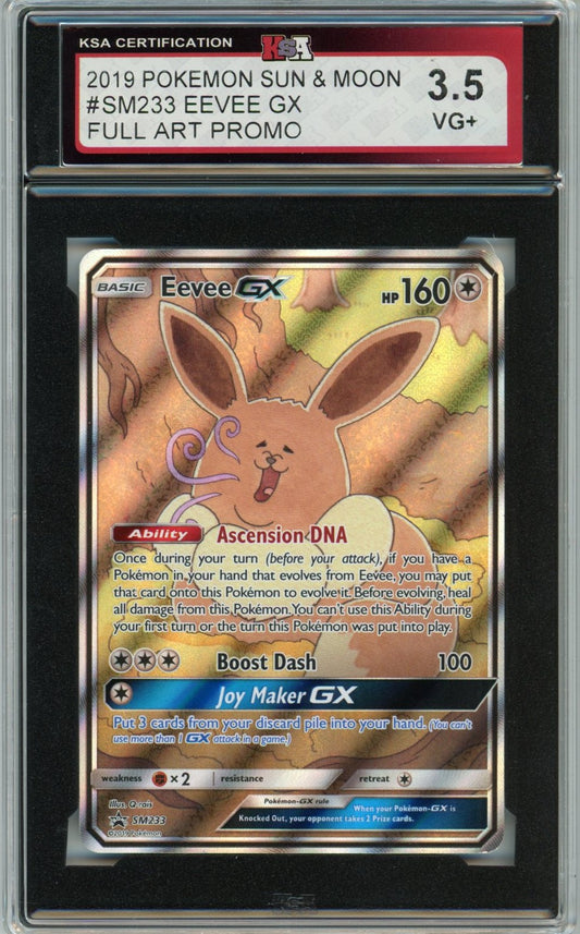 2019 Pokemon Sun & Moon Eevee GX Full Art Promo Graded Card #SM233 KSA 3.5