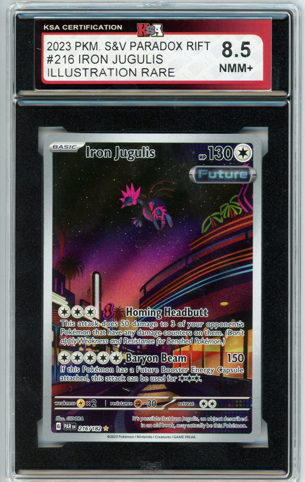 2023 Pokemon Scarlet & Violet Paradox Rift Iron Jugulis Illustration Rare Graded Card #216 KSA 8.5