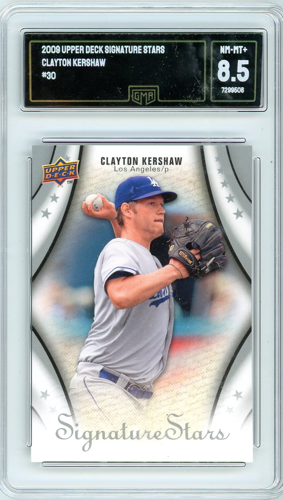 2009 Upper Deck Signature Stars Clayton Kershaw Graded Card #30 GMA 8.5