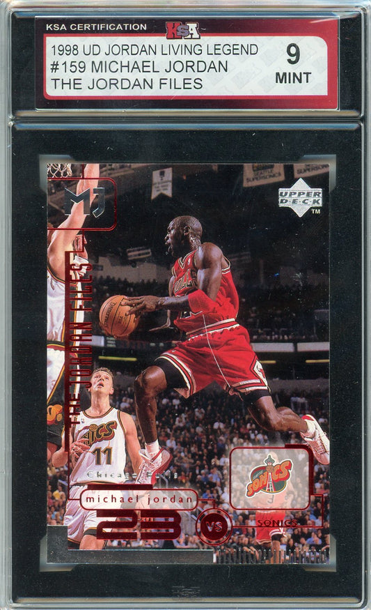 1998 UD Michael Jordan Living Legend The Jordan Files #159 Graded Card KSA 9