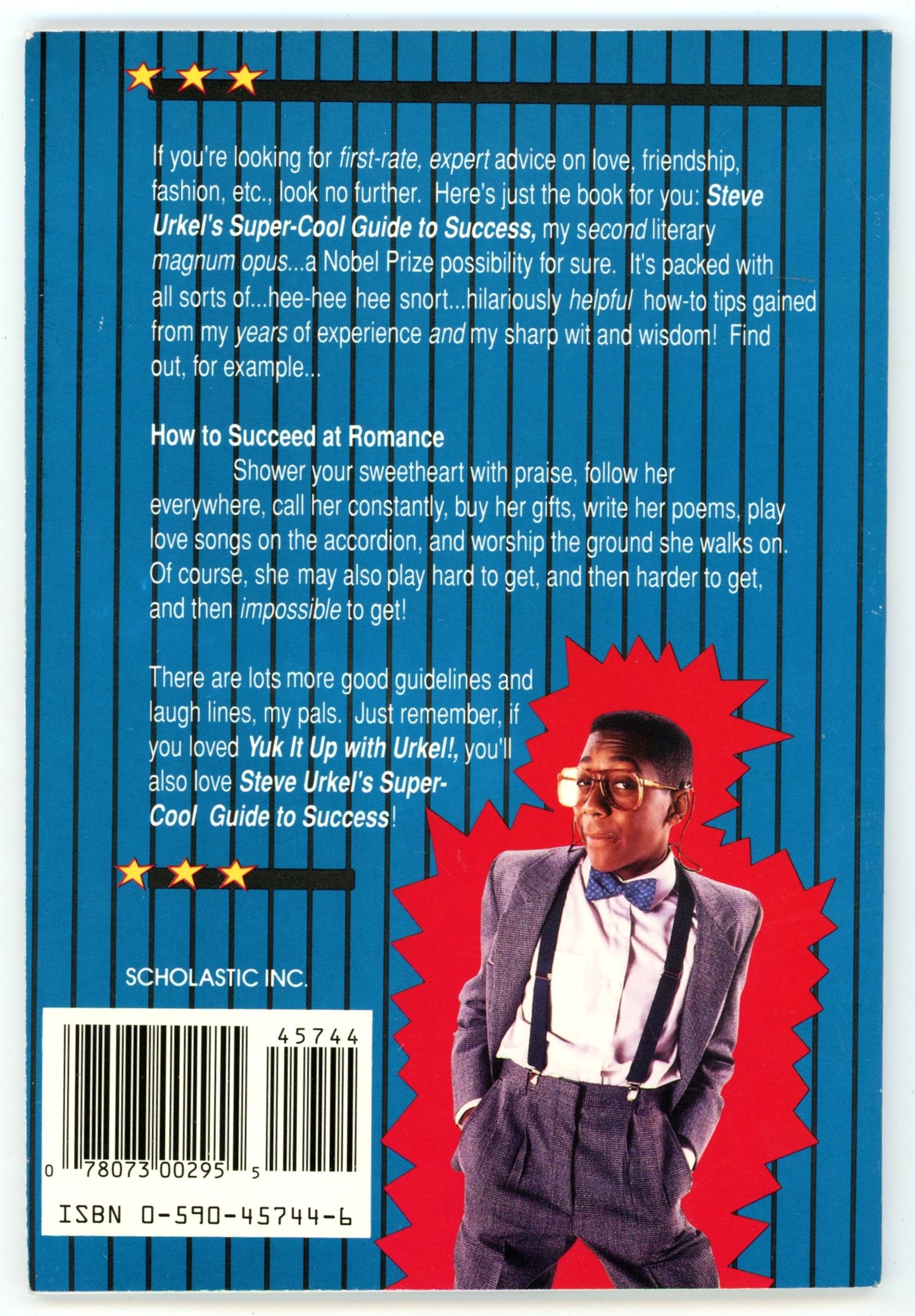 1992 Scholastic Steve Urkel's Super-Cool Guide to Success Vintage Paperback Book
