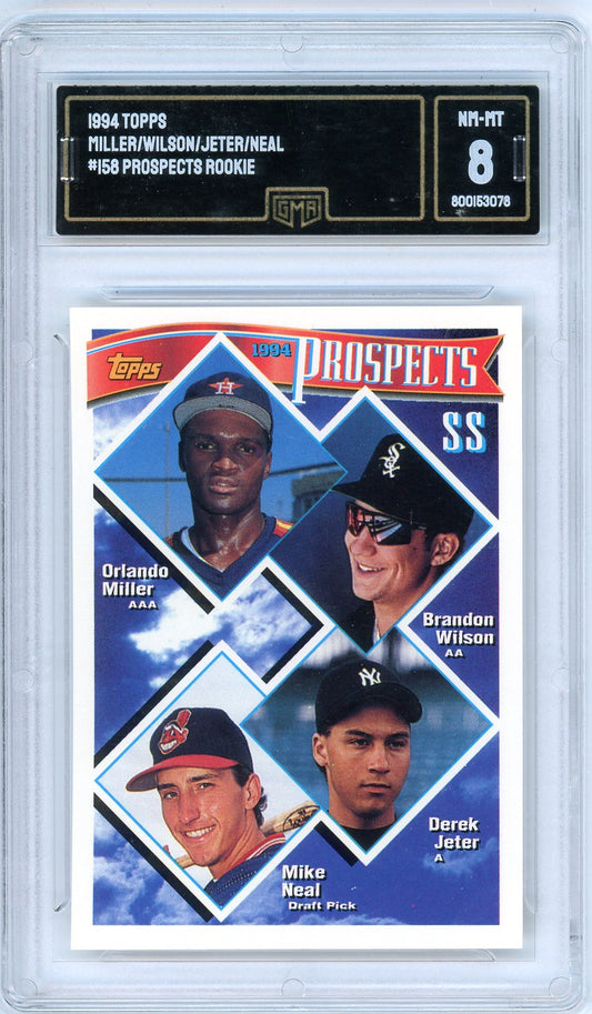 1994 Topps Miller/Wilson/Jeter/Neal Graded Rookie Card #158 GMA 8