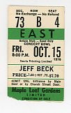 Jeff Beck Vintage Concert Ticket Stub Maple Leaf Gardens (Toronto, 1976)