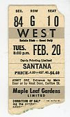 Santana Vintage Concert Ticket Maple Leaf Gardens (Toronto, 1973)