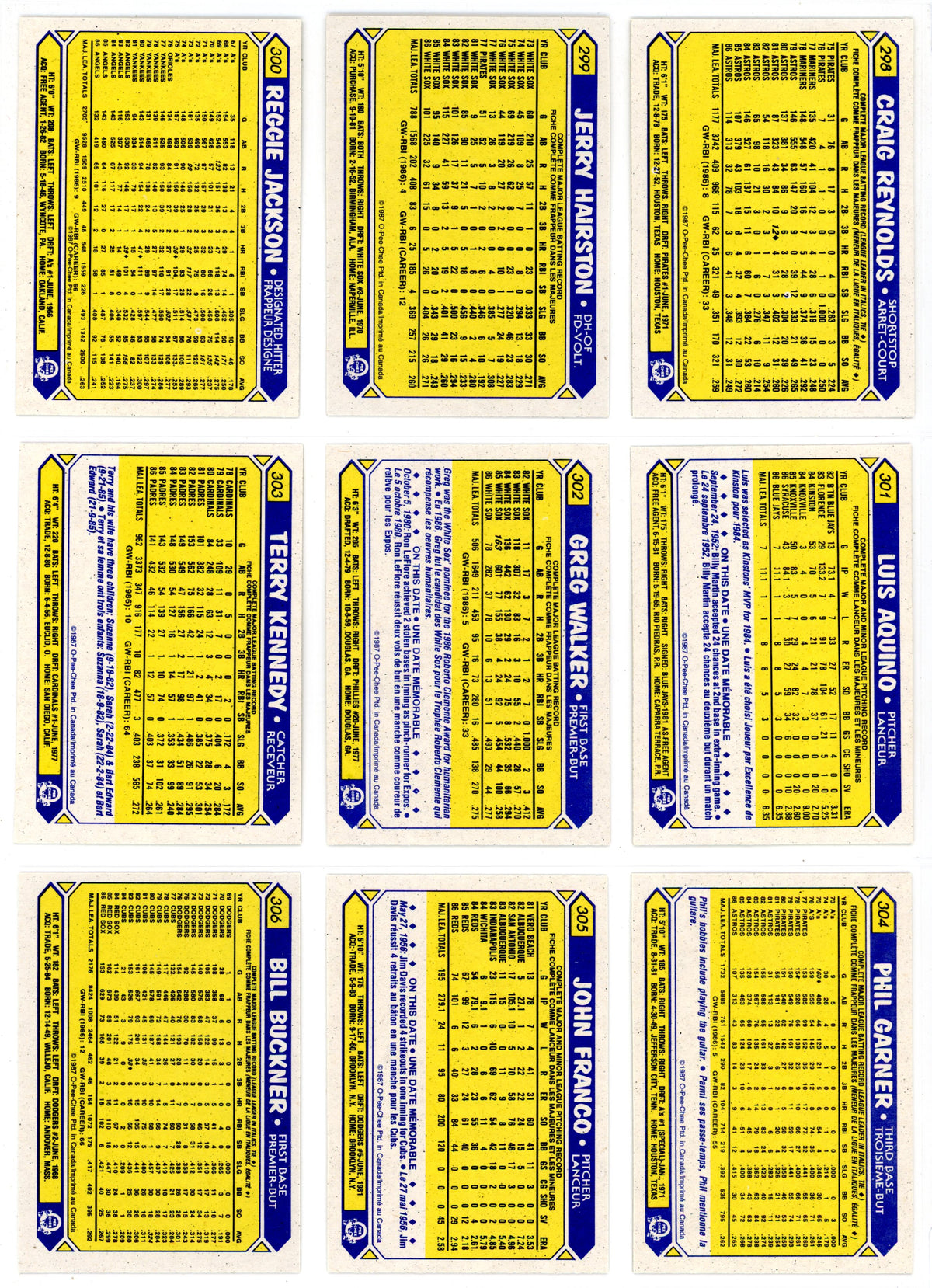 1987 OPC O-Pee-Chee MLB Baseball Complete Set (396 Cards) High Grade! Barry Bonds Rookie