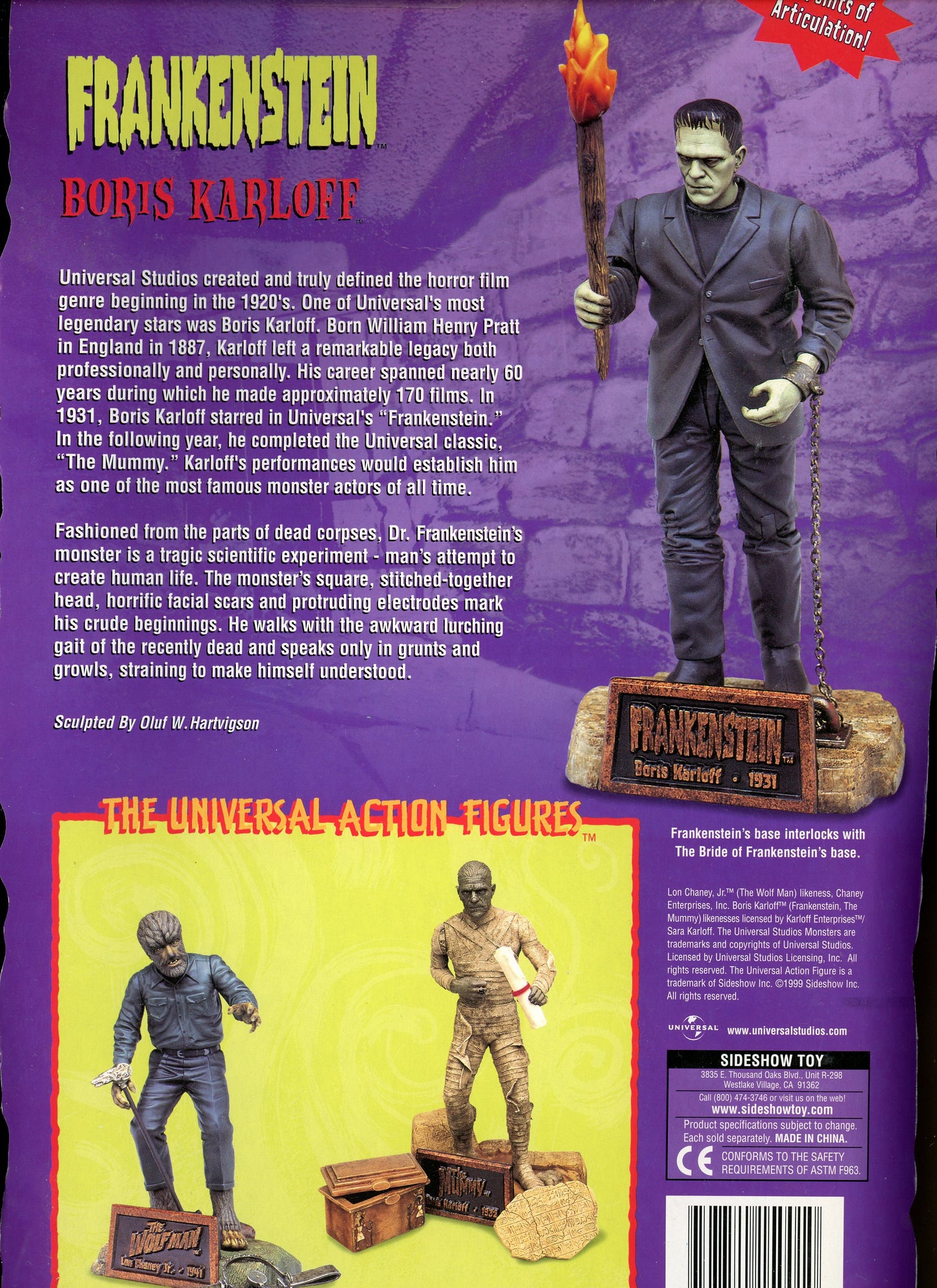 1999 Sideshow Toy Universal Studios Monsters Frankenstein 8-inch Action Figure