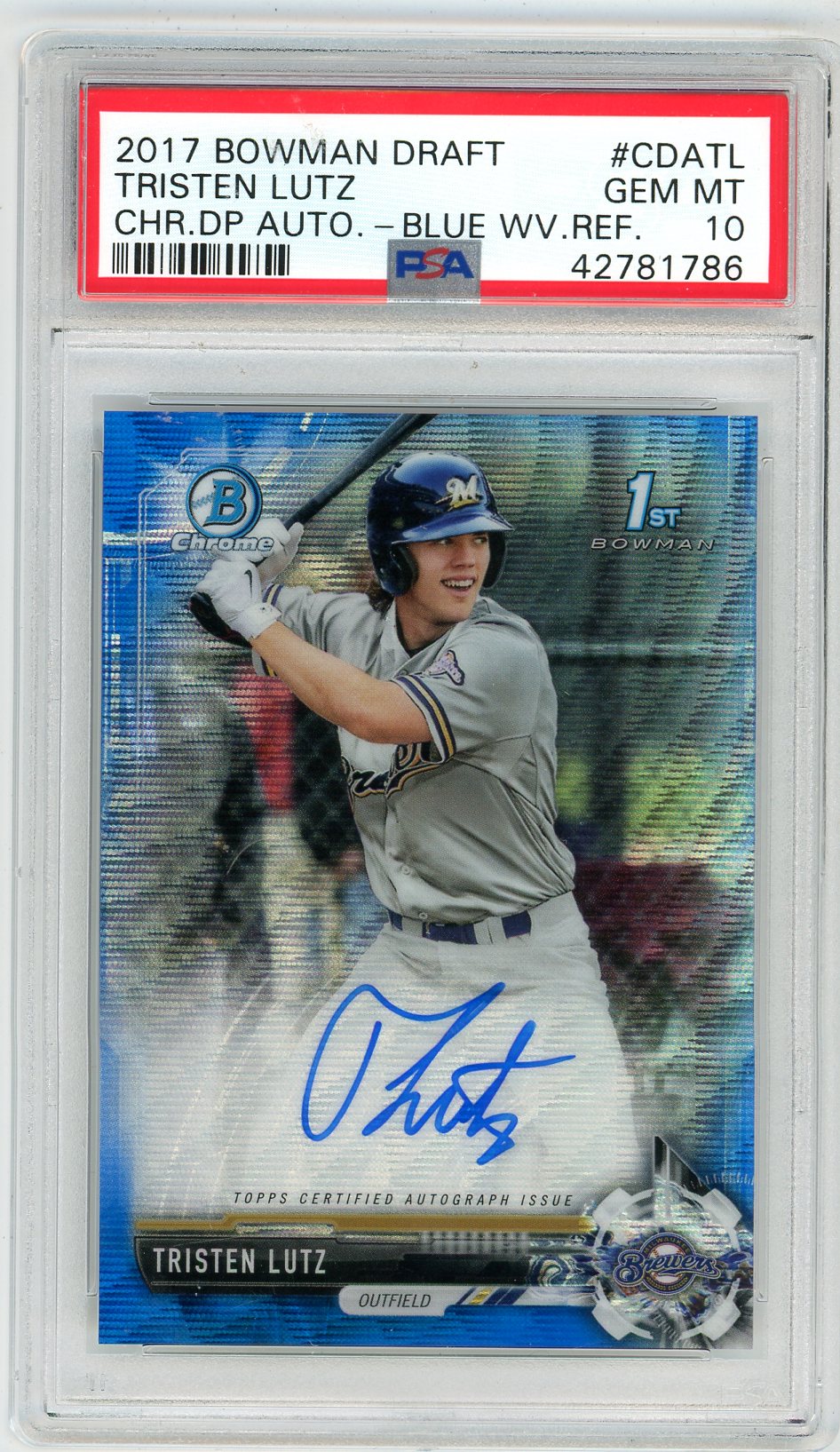 2017 Bowman Draft Tristen Lutz Autograph Graded Card PSA 10