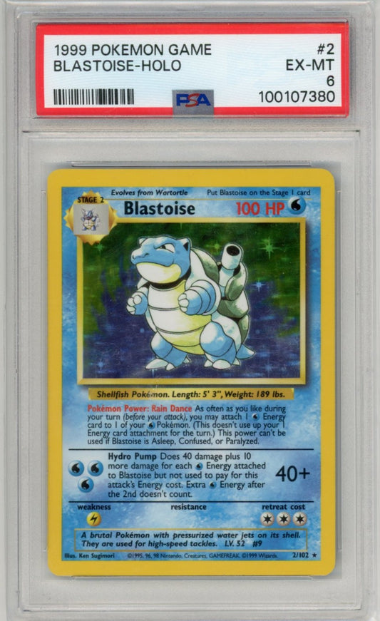 1999 Pokemon Game Blastoise Holographic Graded Card #2 PSA 6