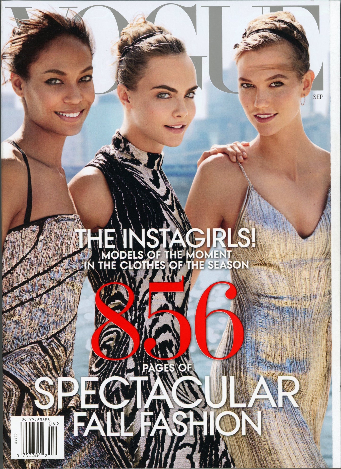 Vogue Vintage Fashion Magazine (September, 2014) VG Condition Joan Smalls Cara Delevingne Karlie Kloss