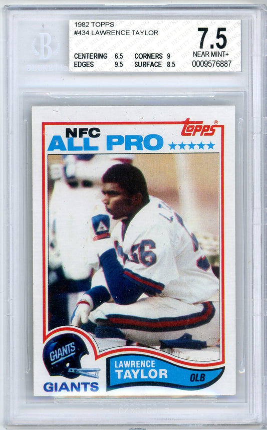 1982 Topps Lawrence Taylor Graded Football Card #434 BGS 7.5