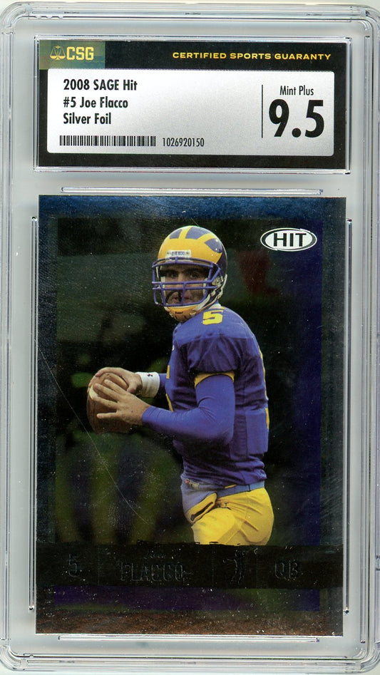 2008 SAGE Hit Joe Flacco Graded Card Silver Foil #5 CSG 9.5