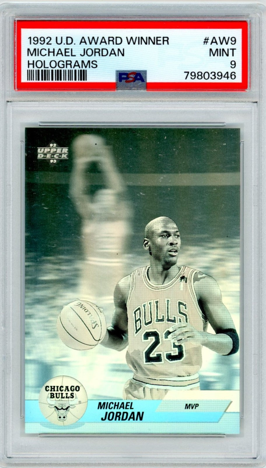 1992 Upper Deck Award Winner Michael Jordan Hologram Graded Basketball Card PSA 9