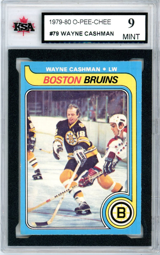 1979/80 OPC O-Pee-Chee Wayne Cashman #79 Graded Hockey Card KSA 9