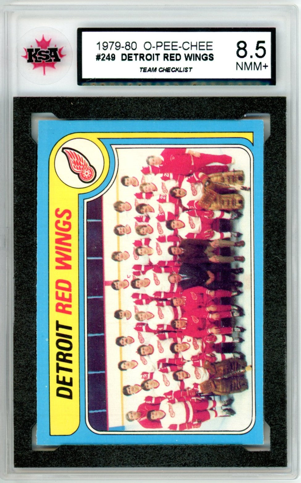 1979/80 OPC O-Pee-Chee Detroit Red Wings Team Checklist #249 Graded Hockey Card KSA 8.5
