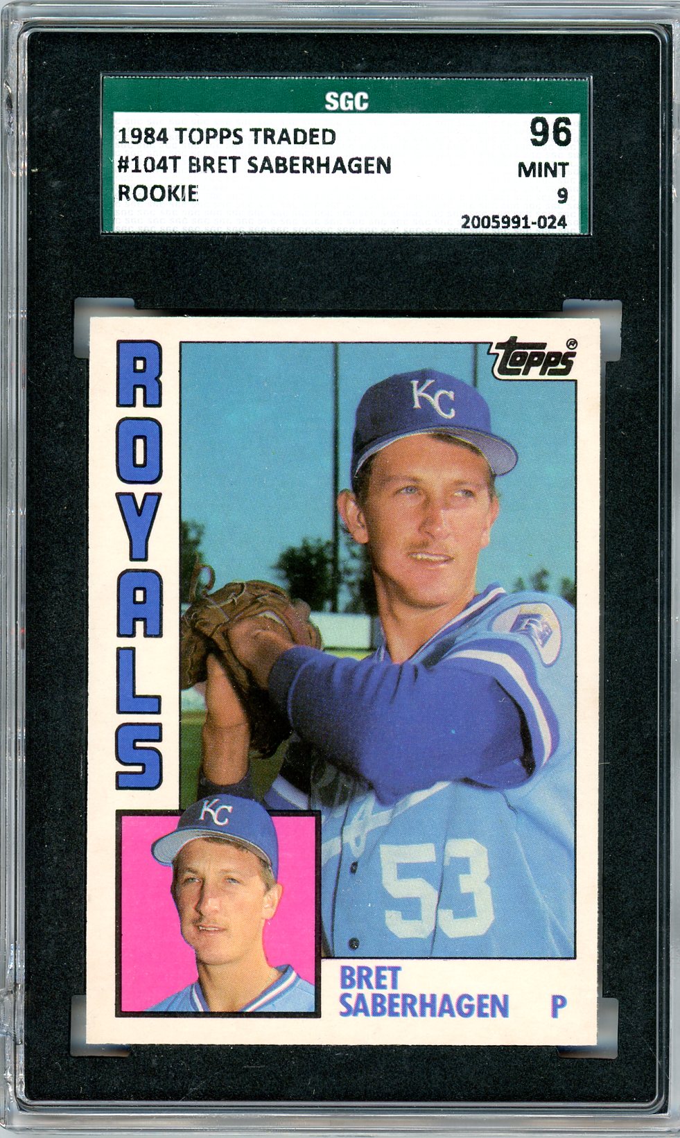 1984 Topps Traded Bret Saberhagen Graded Rookie Card SGC 9