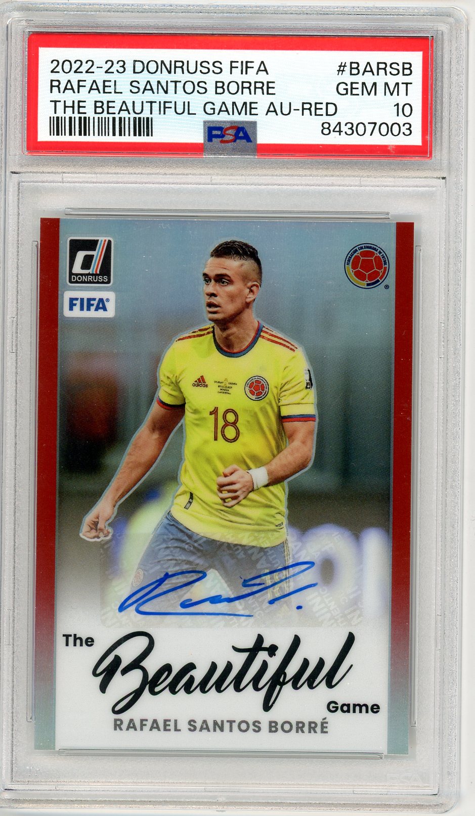 2022/23 Donruss FIFA Rafael Santos Borre Graded Autograph Card PSA 10