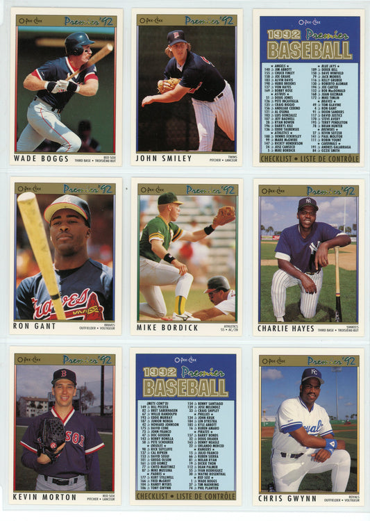 1992 OPC O-Pee-Chee Premier MLB Baseball Complete Set (198 Cards)