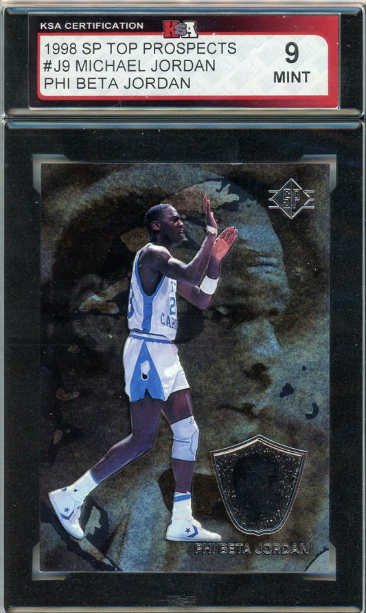 1998 UD SP Top Prospects Michael Jordan Phi Beta Graded Card #J9 KSA 9