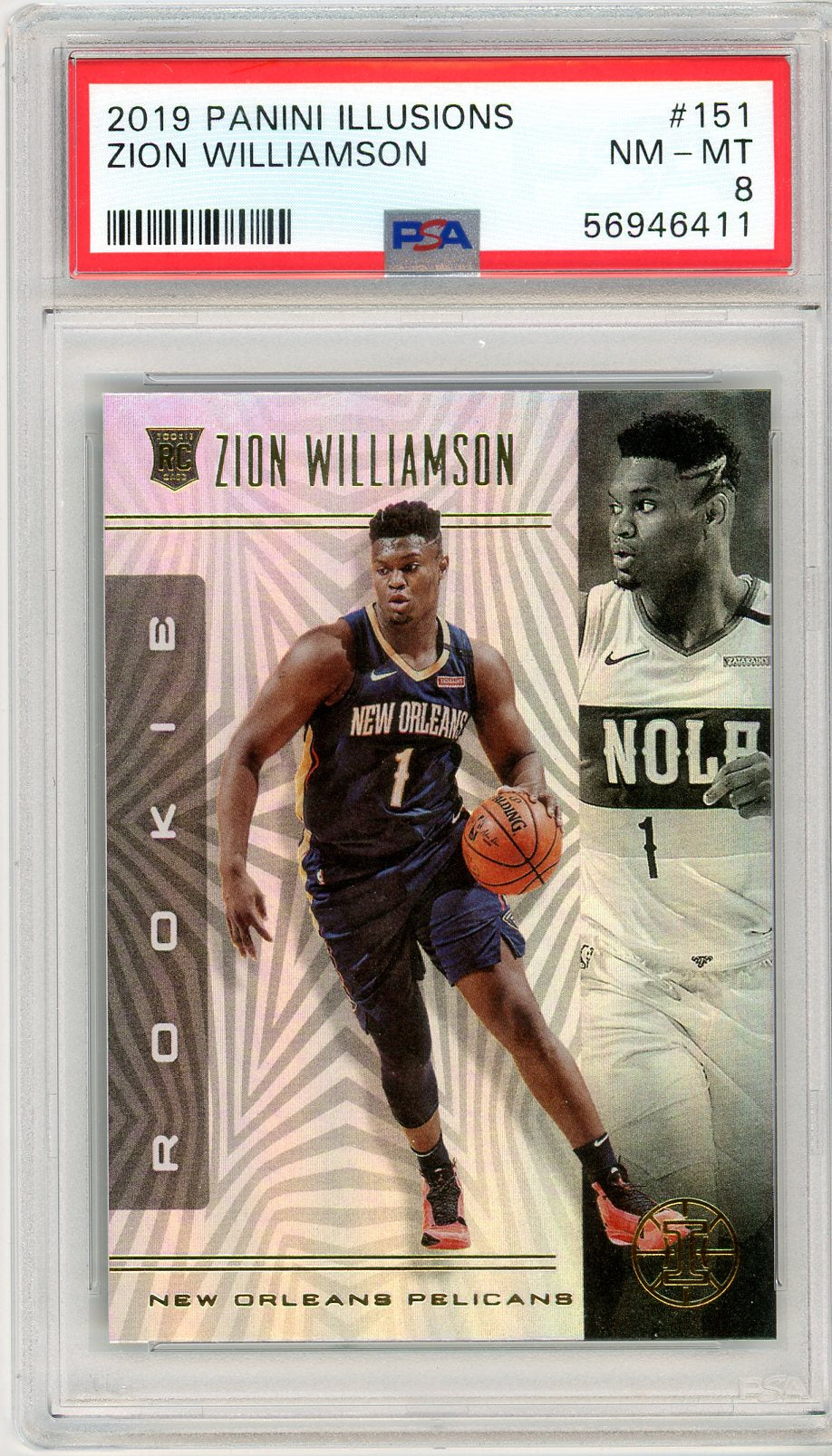 2019 Panini Illusions Zion Williamson Graded Rookie Card #151 PSA 8