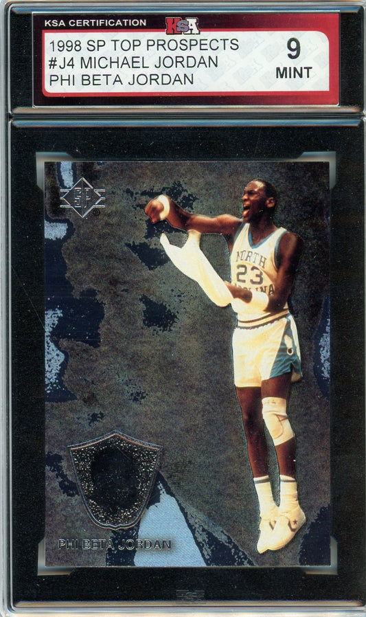1998 UD SP Top Prospects Michael Jordan Phi Beta Graded Card #J4 KSA 9