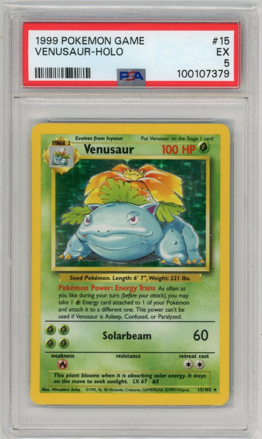 1999 Pokemon Game Venusaur Holographic Graded Card #15 PSA 5