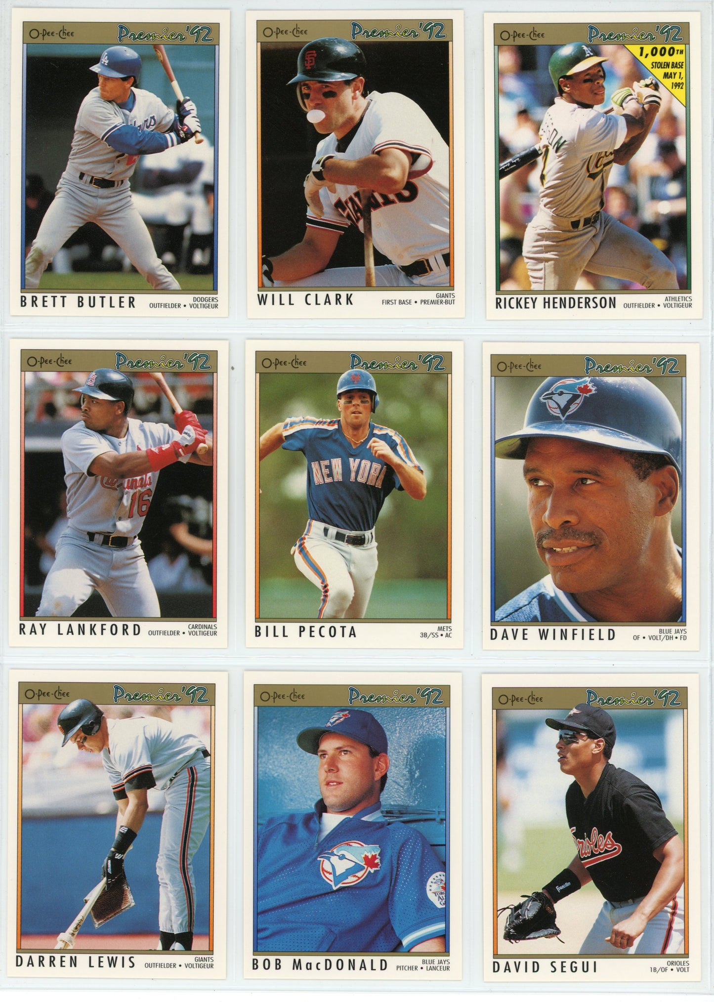 1992 OPC O-Pee-Chee Premier MLB Baseball Complete Set (198 Cards)