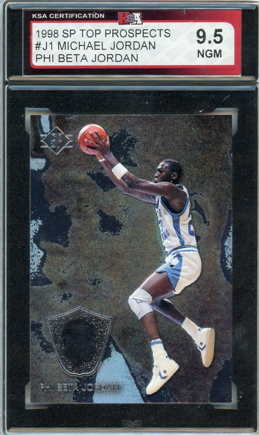 1998 UD SP Top Prospects Michael Jordan Phi Beta Graded Card #J1 KSA 9.5