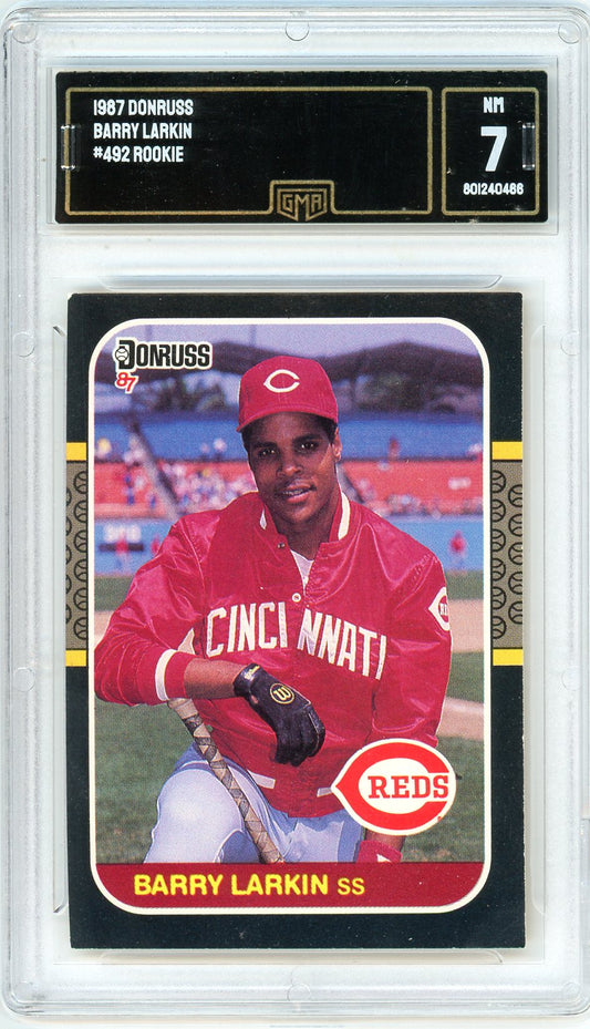 1987 Donruss Barry Larkin Graded Rookie Card #492 GMA 7