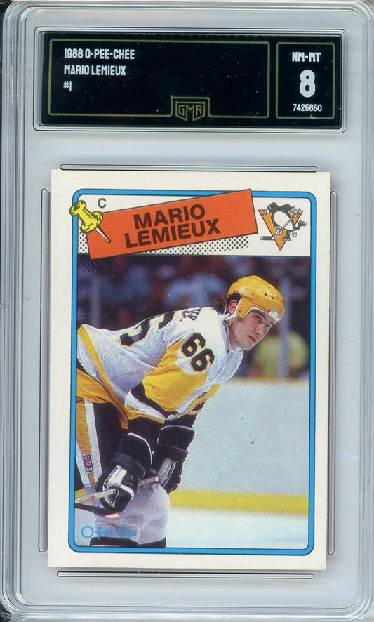 1988 O-Pee-Chee Mario Lemieux #1 Graded Sports Card GMA 8