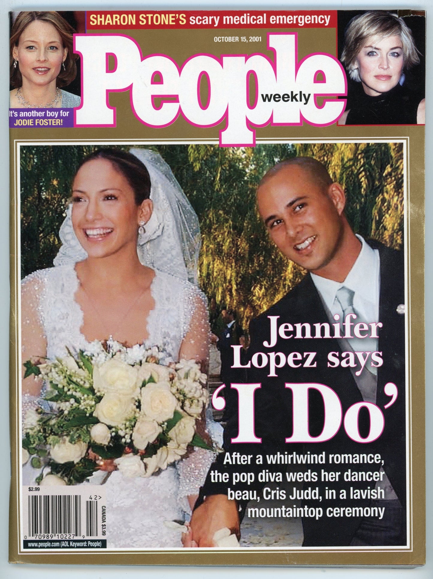 People Weekly Vintage Magazine (October 15, 2001) Fair Condition J Lo Wedding Cover