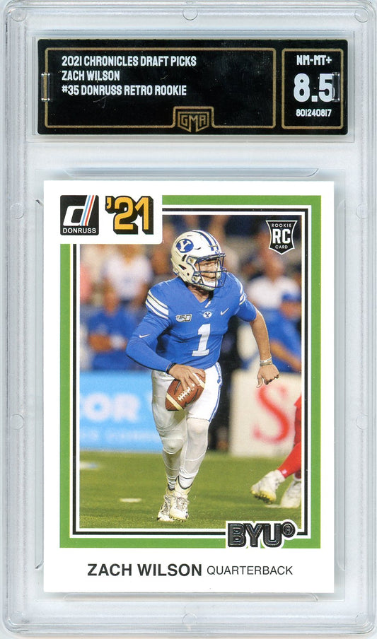 2021 Chronicles Draft Picks Zach Wilson Graded Rookie Card #35 GMA 8.5