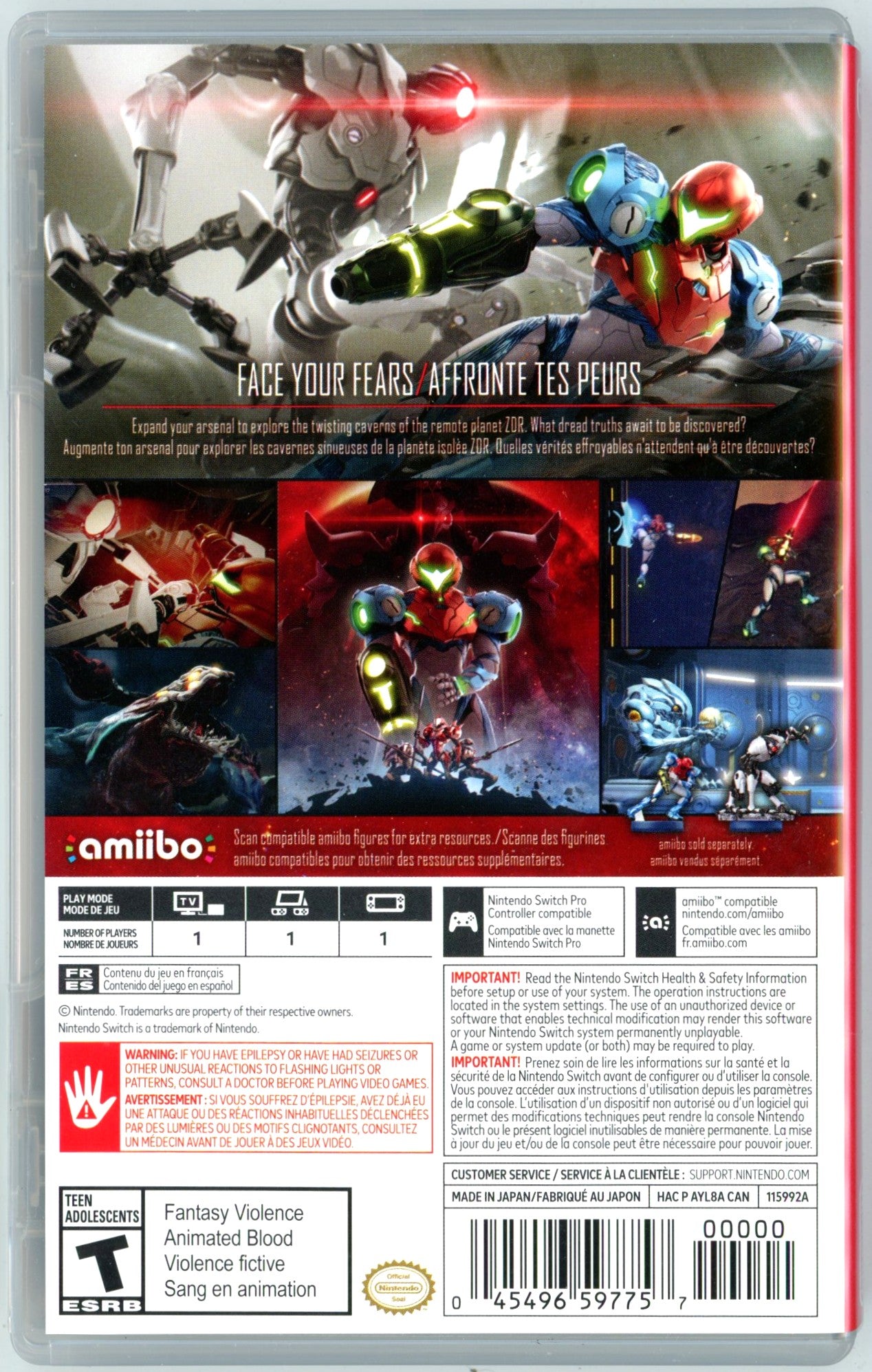 2021 Metroid Dread Nintendo Switch Video Game Cartridge In Box
