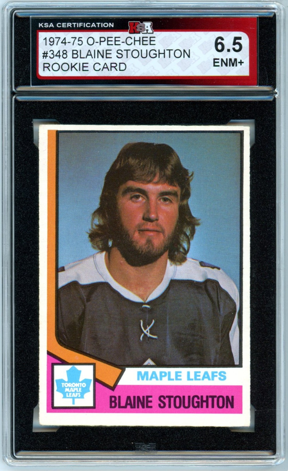 1974/75 OPC O-Pee-Chee Blaine Stoughton #348 Graded Rookie Card KSA 6.5