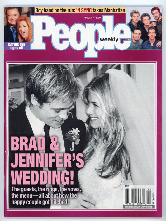 People Weekly Vintage Magazine (August 14, 2000) Brad Pitt Jennifer Aniston Wedding Cover