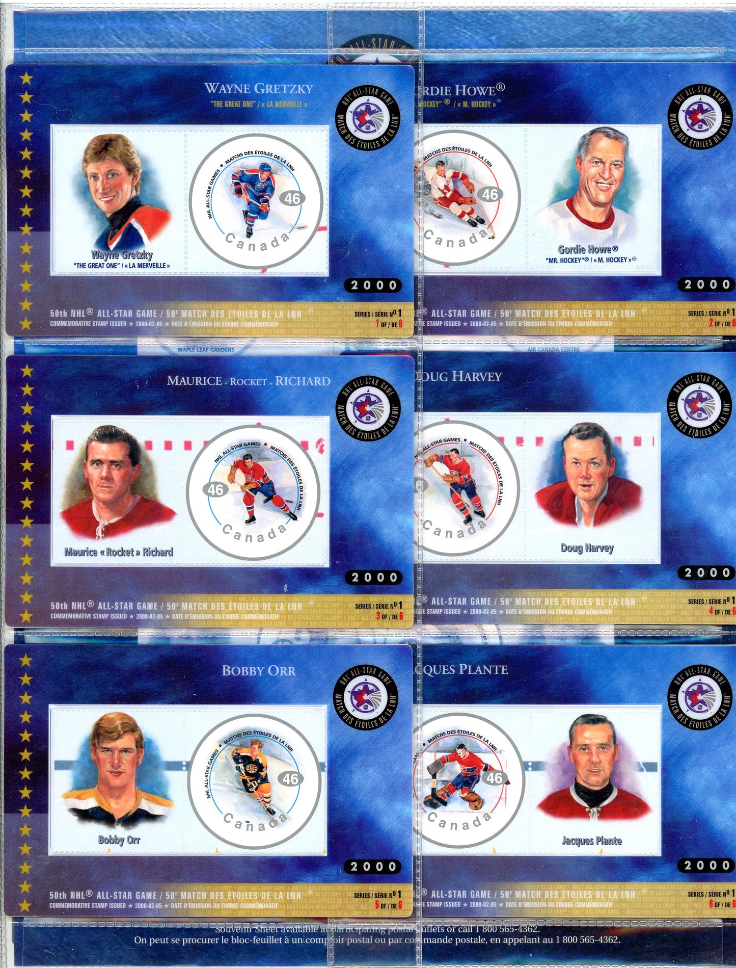 2000 Canada Post 50th NHL All-Star Game Souvenir Stamp Set