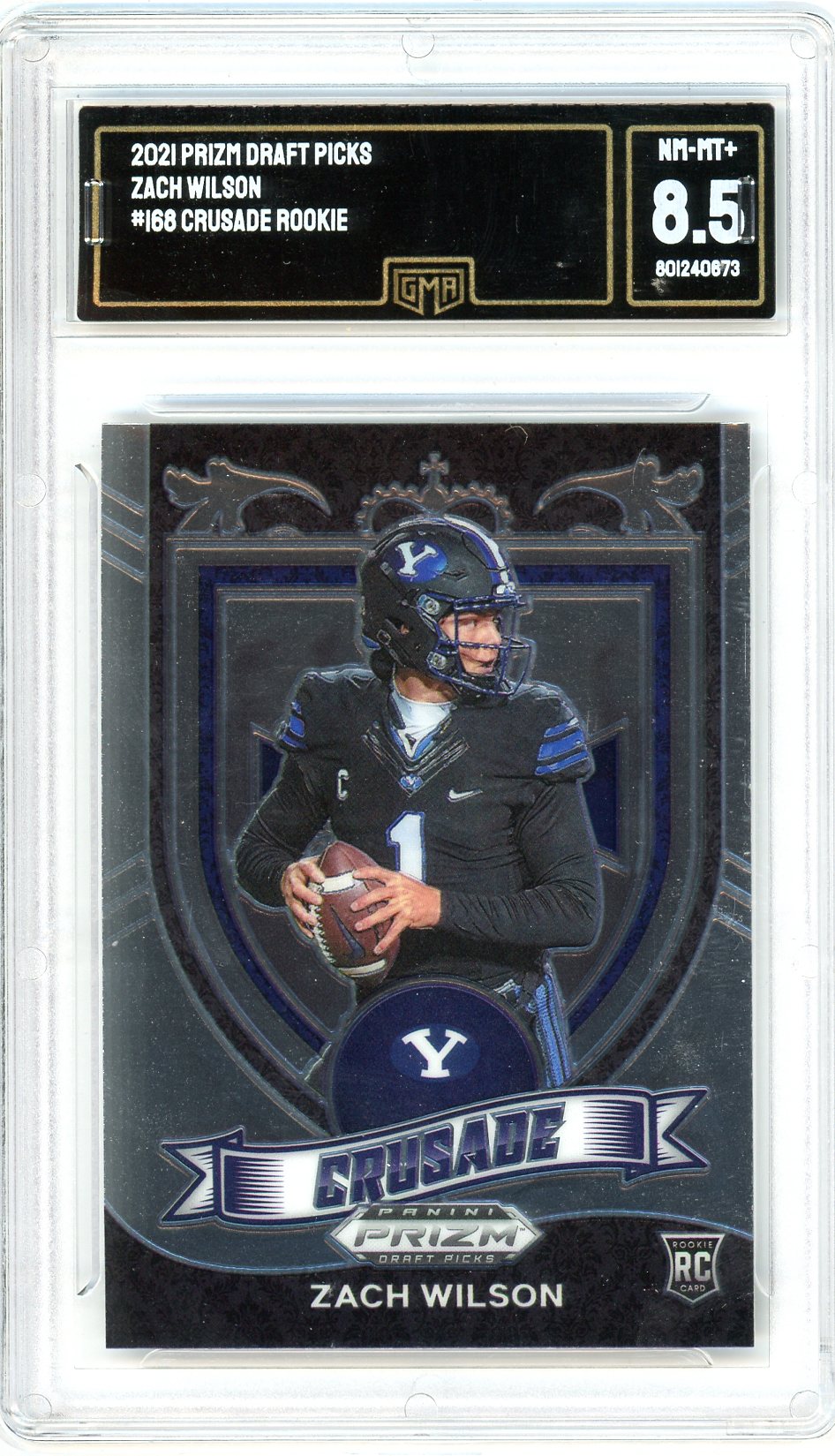 2021 Panini Prizm Draft Picks Zach Wilson Graded Rookie Card #168 GMA 8.5