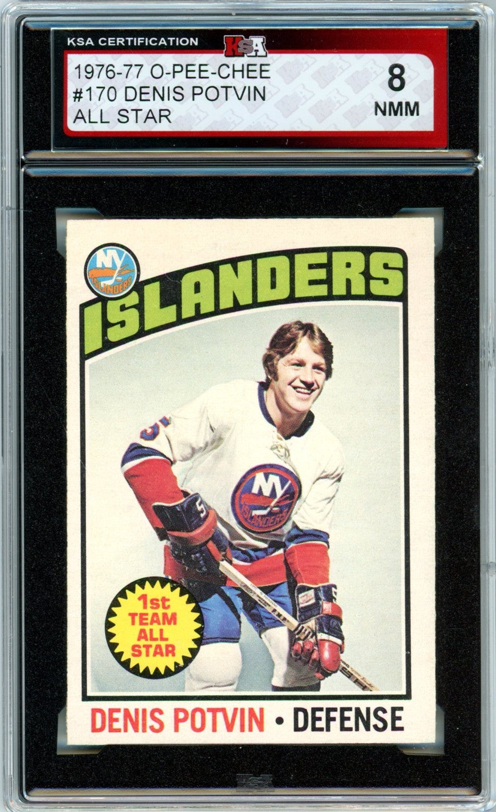 1976/77 OPC O-Pee-Chee Denis Potvin All Star #170 Graded Hockey Card KSA 8