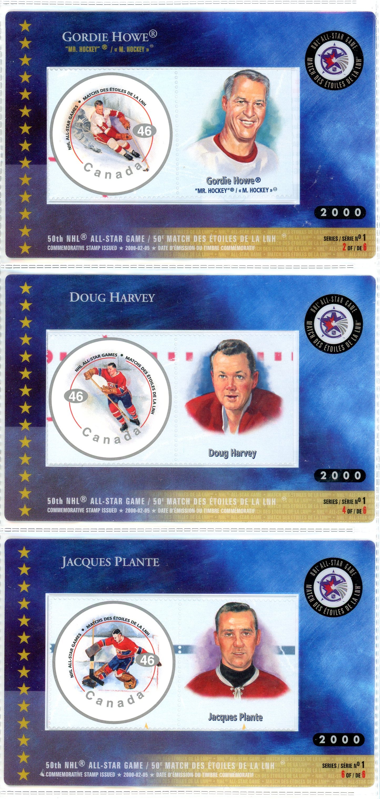 2000 Canada Post 50th NHL All-Star Game Souvenir Stamp Set