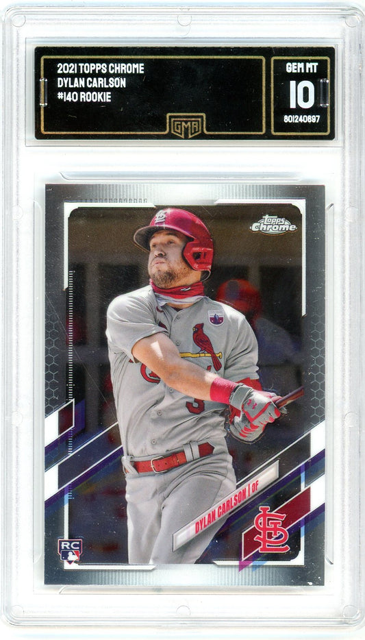 2021 Topps Chrome Dylan Carlson Graded Rookie Card #140 GMA 10