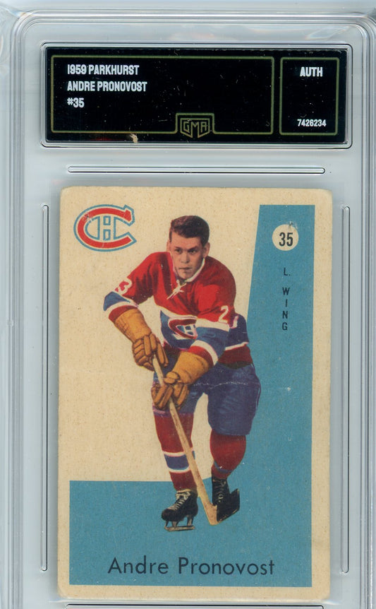 1959 Parkhurst Andre Provonost #35 Graded Vintage Hockey Card GMA Authenticated