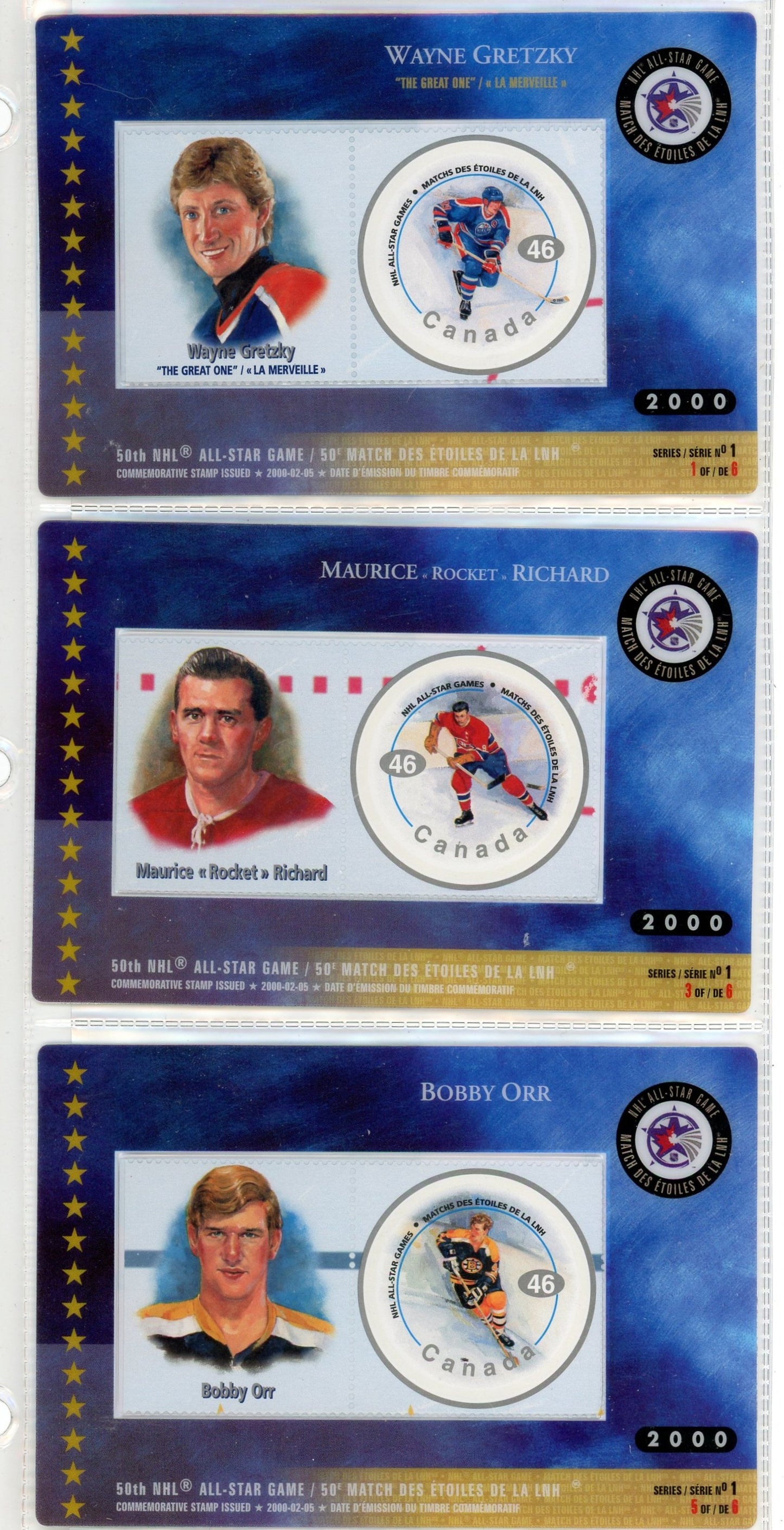 2000 Canada Post 50th NHL All-Star Game Souvenir Stamp Set