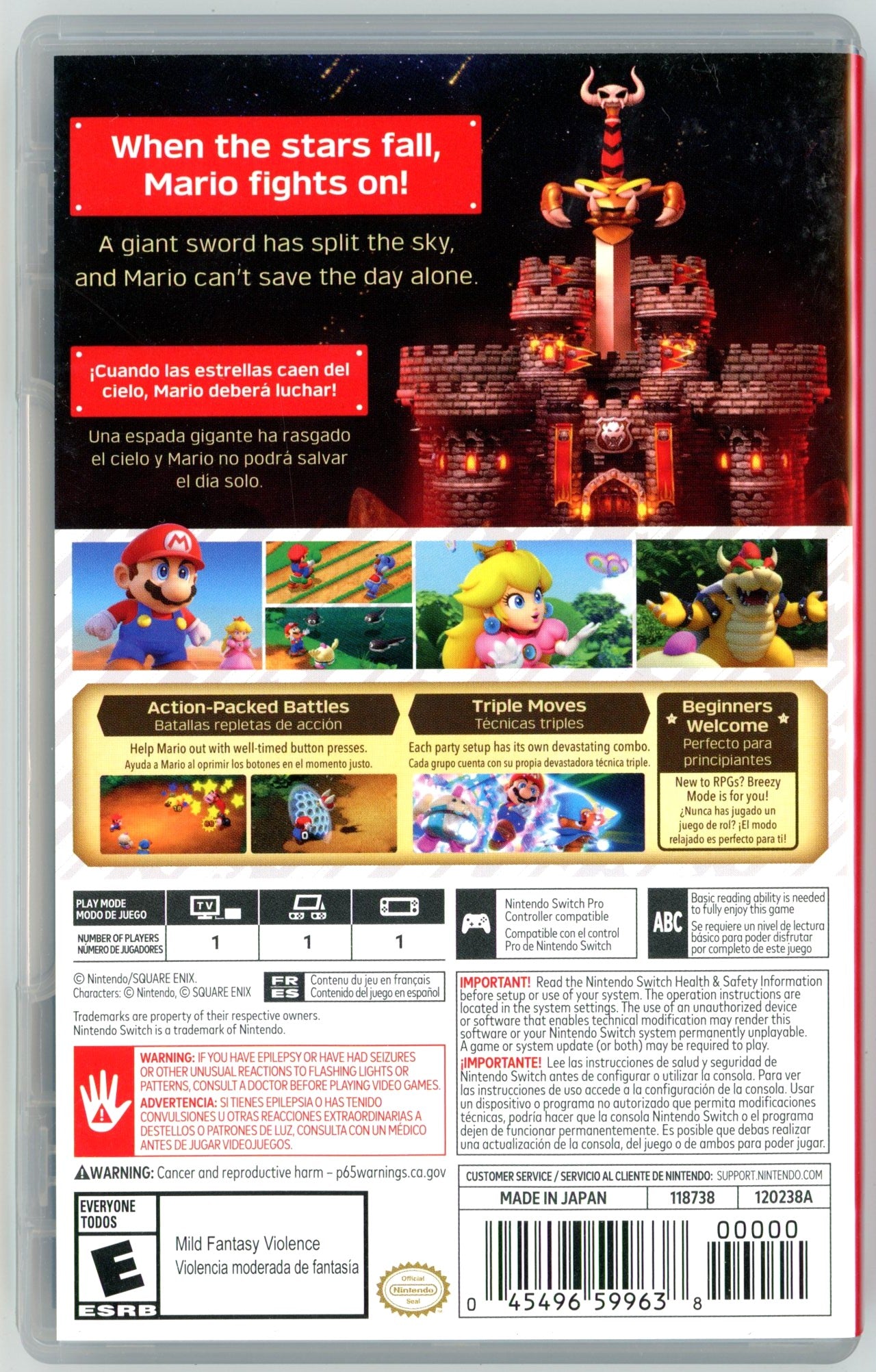 2023 Super Mario RPG Nintendo Switch Video Game Cartridge In Box