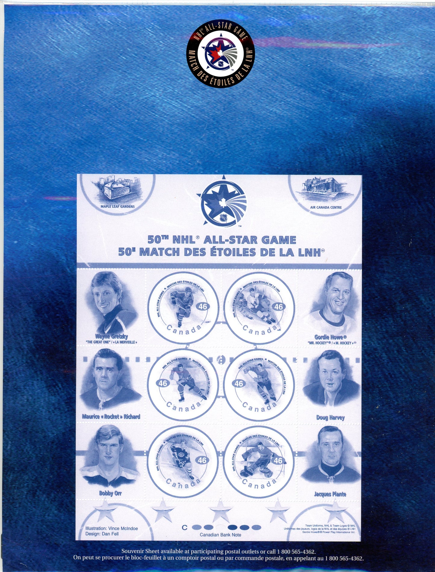 2000 Canada Post 50th NHL All-Star Game Souvenir Stamp Set