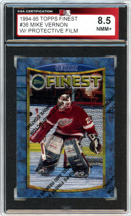 1994/95 Topps Finest Mike Vernon w/ Film #36 Graded Hockey Card KSA 8.5