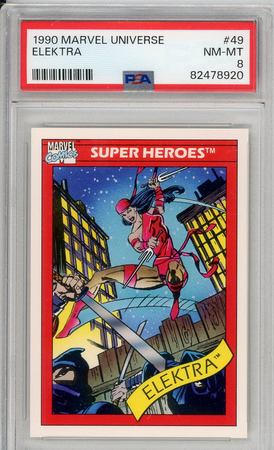1990 Marvel Universe Elektra #49 Graded Card PSA 8