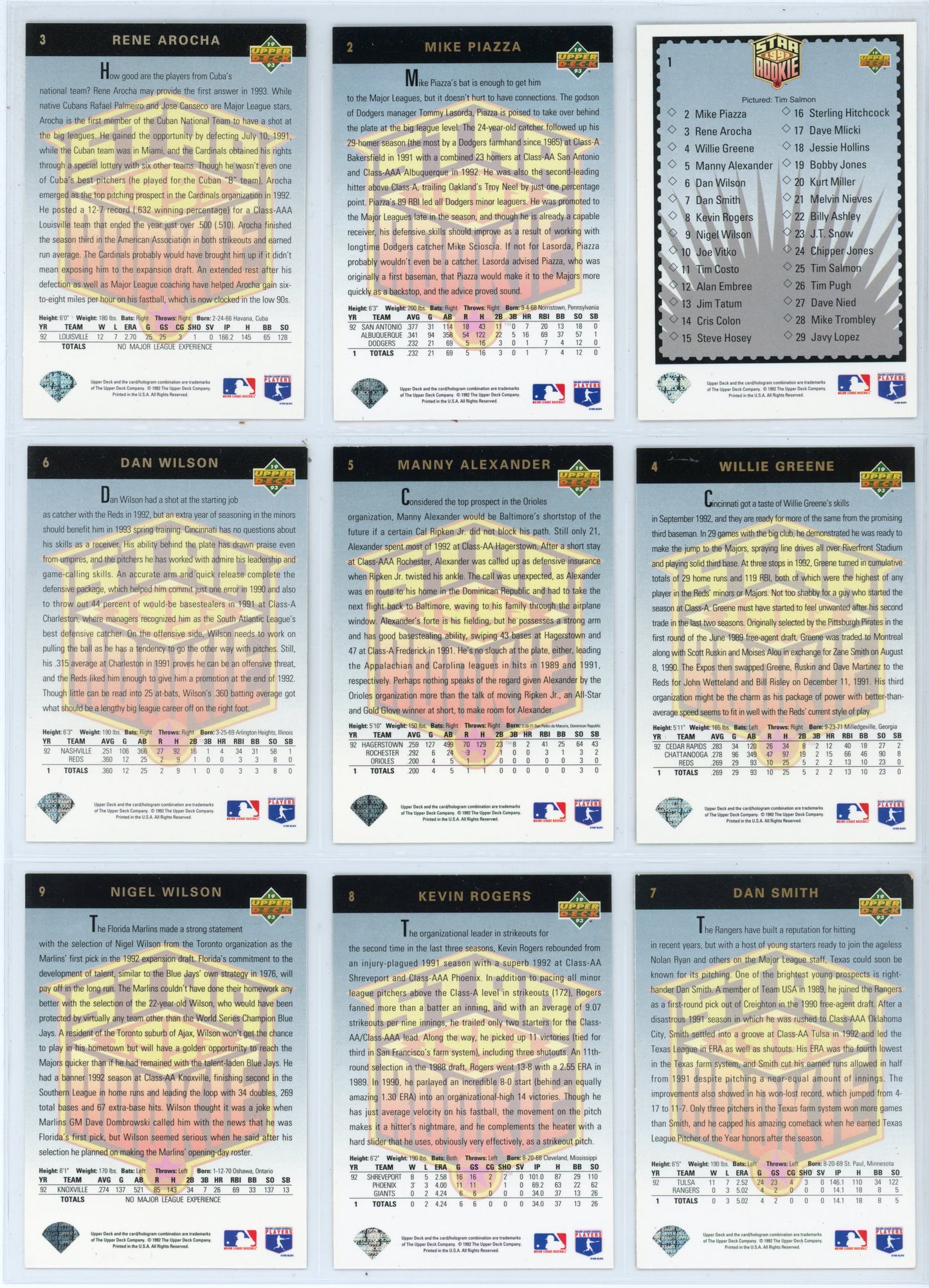 1993 Upper Deck MLB Baseball Card Complete Set (840 Cards)